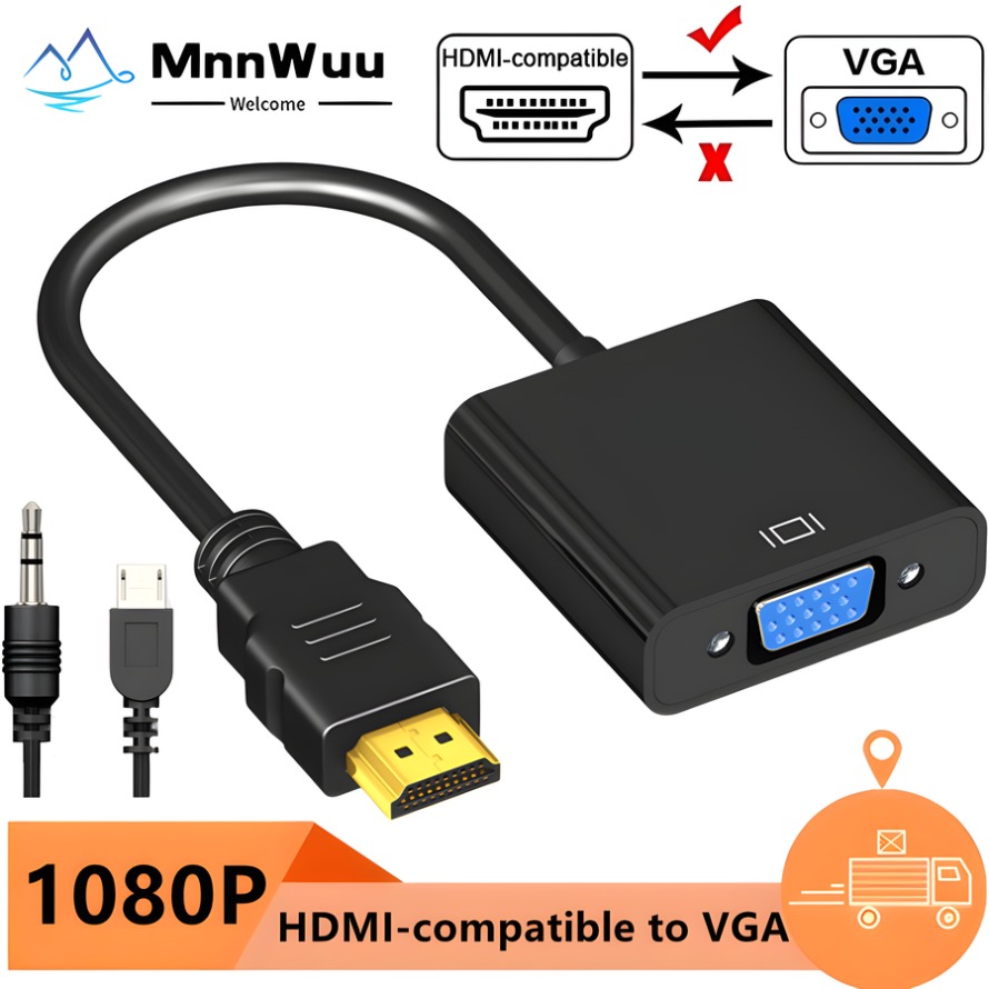 Pc Power Supply - 1080P HDMI-متوافق مع محول VGA مع